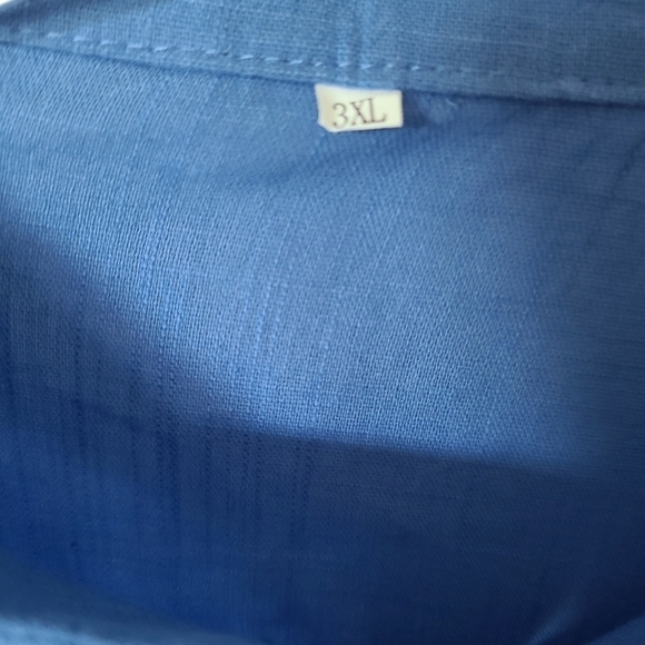 TRÏBE 100% Cotton Blue Long Sleeve Button Front Tunic Blouse Top Size 3XL - Picture 4 of 6